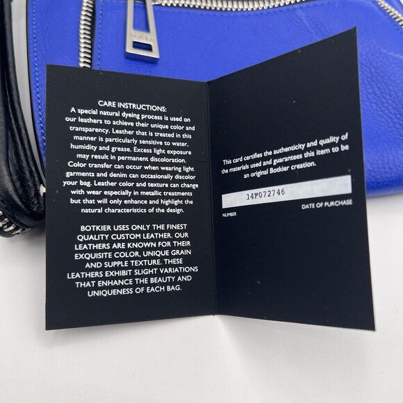 BOTKIER NEW YORK Soho Clutch Pebbled Leather Wristlet Zipper Electric Blue NEW - Picture 10 of 12